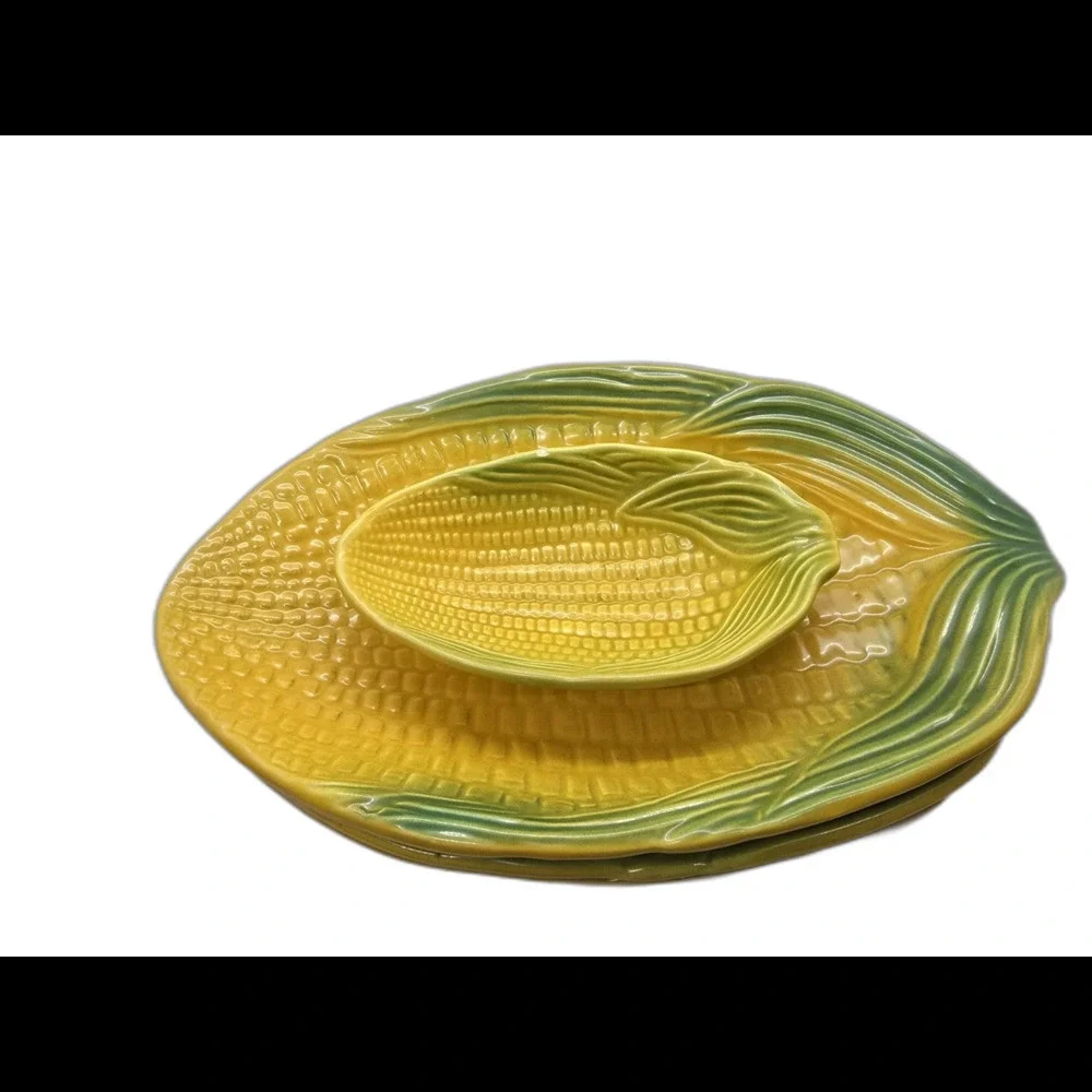 Lot of 4 Vintage Ceramic Majolica Corn on the Cob Dish Bowl